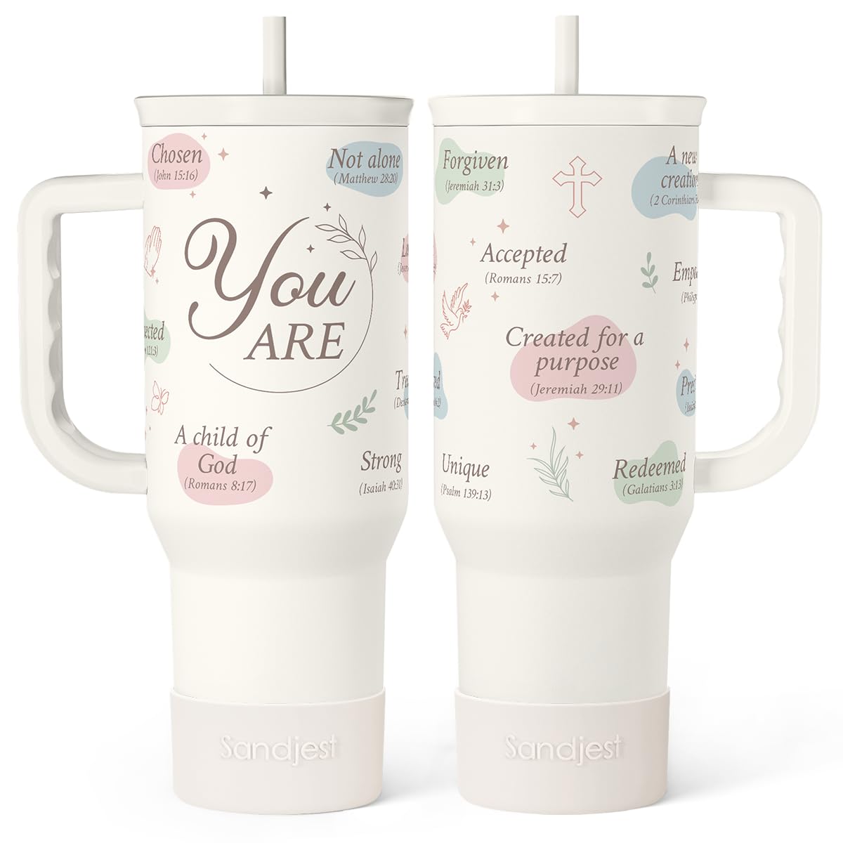 SANDJEST Horse Tumbler with Handle, Insulated Cup Stainless Steel Travel Mug Cup, Gifts for Women Girl, Equestrian Gift for Birthday Christmas, 40oz