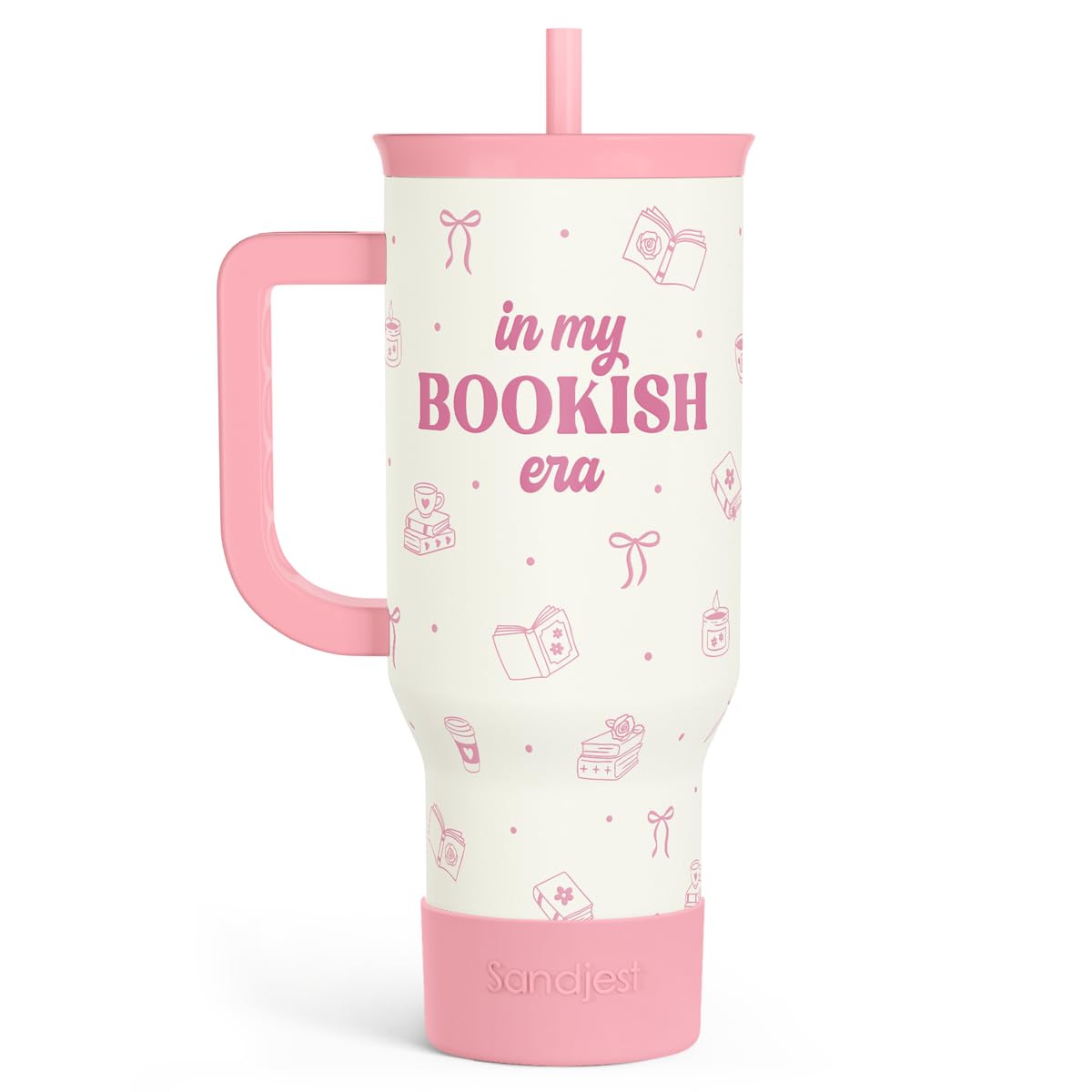 SANDJEST Horse Tumbler with Handle, Insulated Cup Stainless Steel Travel Mug Cup, Gifts for Women Girl, Equestrian Gift for Birthday Christmas, 40oz