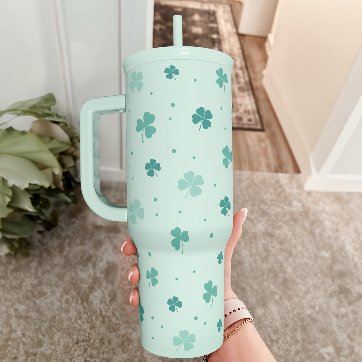 SANDJEST Horse Tumbler with Handle, Insulated Cup Stainless Steel Travel Mug Cup, Gifts for Women Girl, Equestrian Gift for Birthday Christmas, 40oz