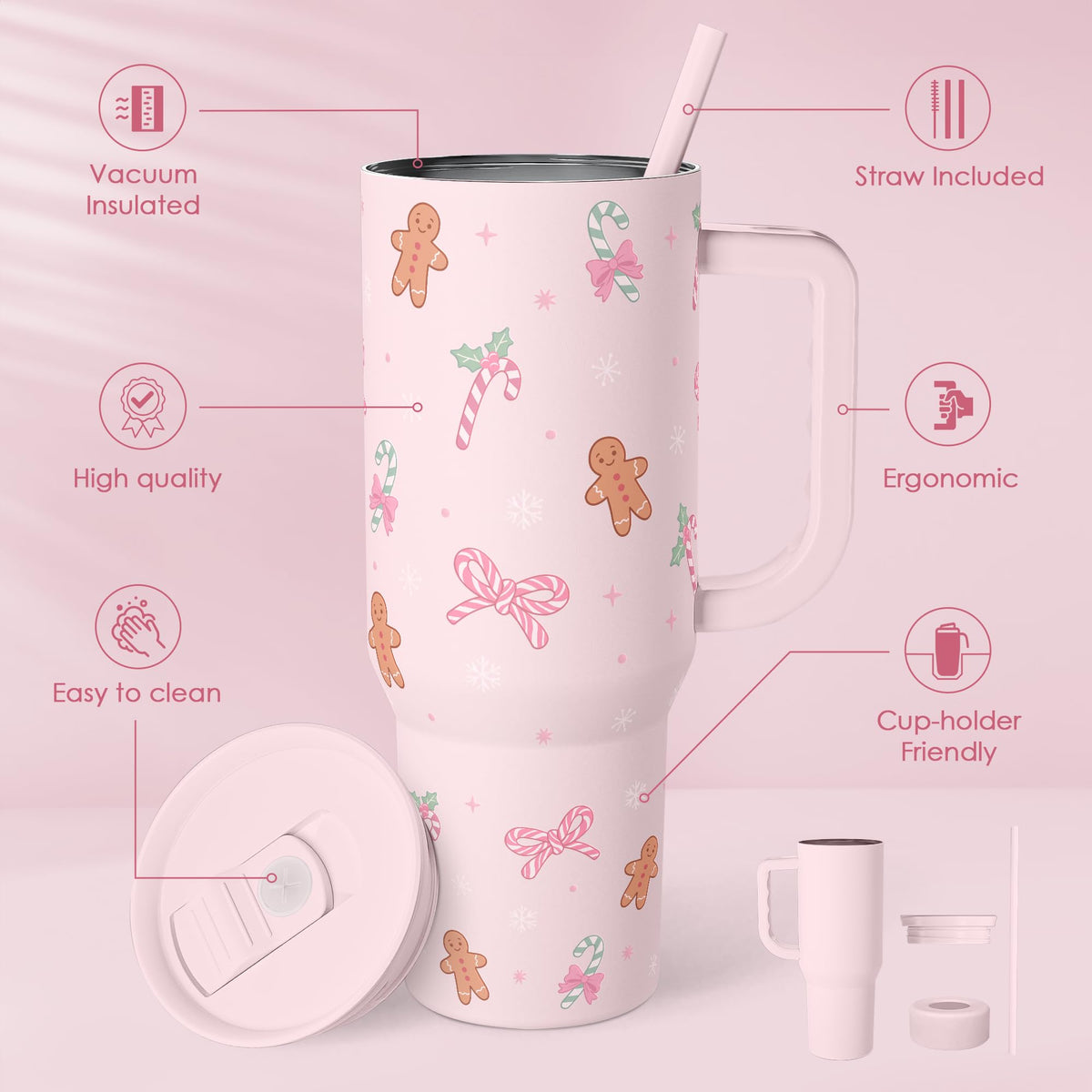 SANDJEST Horse Tumbler with Handle, Insulated Cup Stainless Steel Travel Mug Cup, Gifts for Women Girl, Equestrian Gift for Birthday Christmas, 40oz
